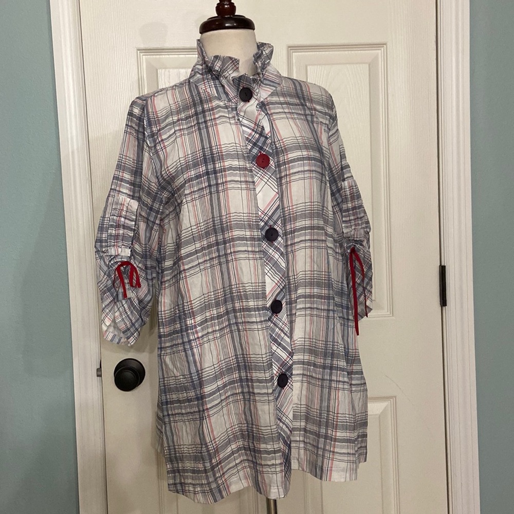 Nwot Terra SJ Apparel tunic ruffle neck pockets top